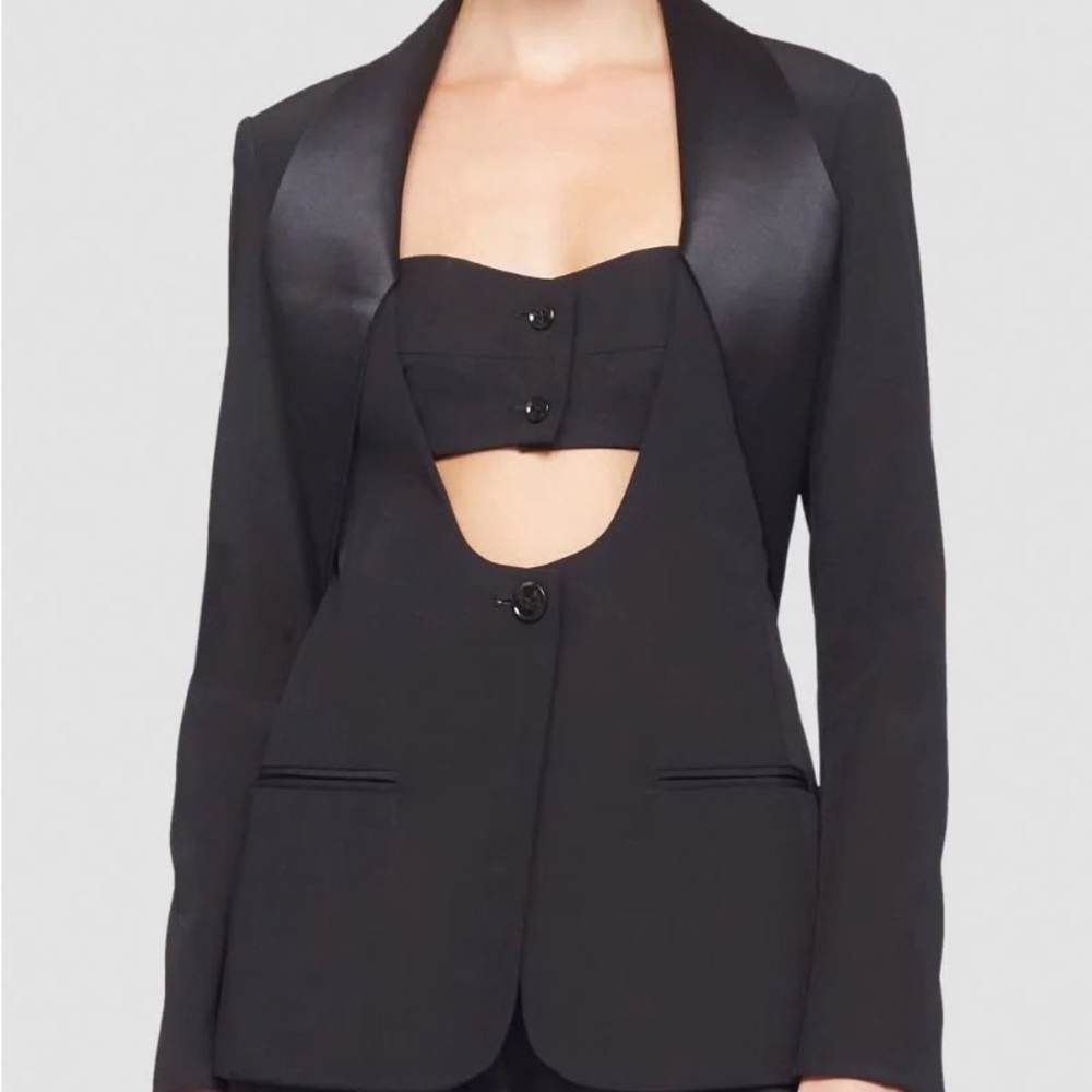 New Fall 22 Phillip Lim Black Tuxedo cut out Bustier Blazer NWT